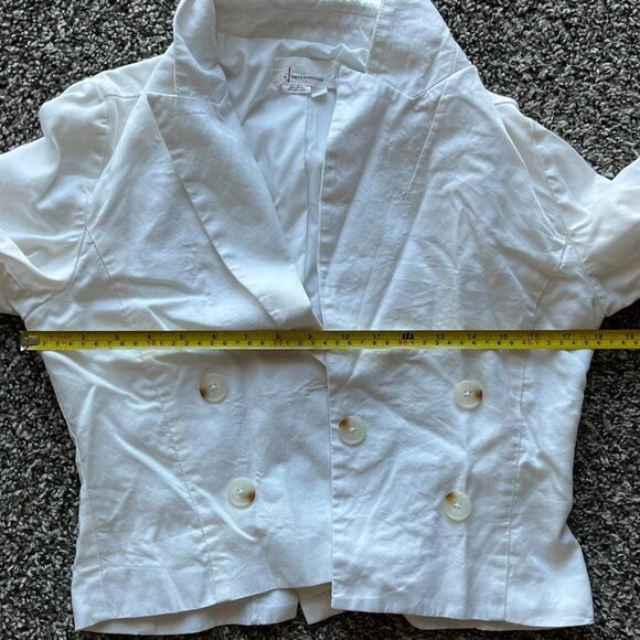 By Anthropologie White Button Up Crop Top Blazer, Womens XL Long Sleeve ButtonUp - Picture 7 of 8